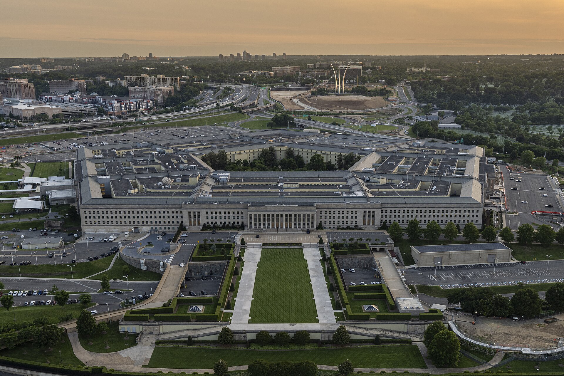 Aerial view of the Pentagon building in Washington, D.C.