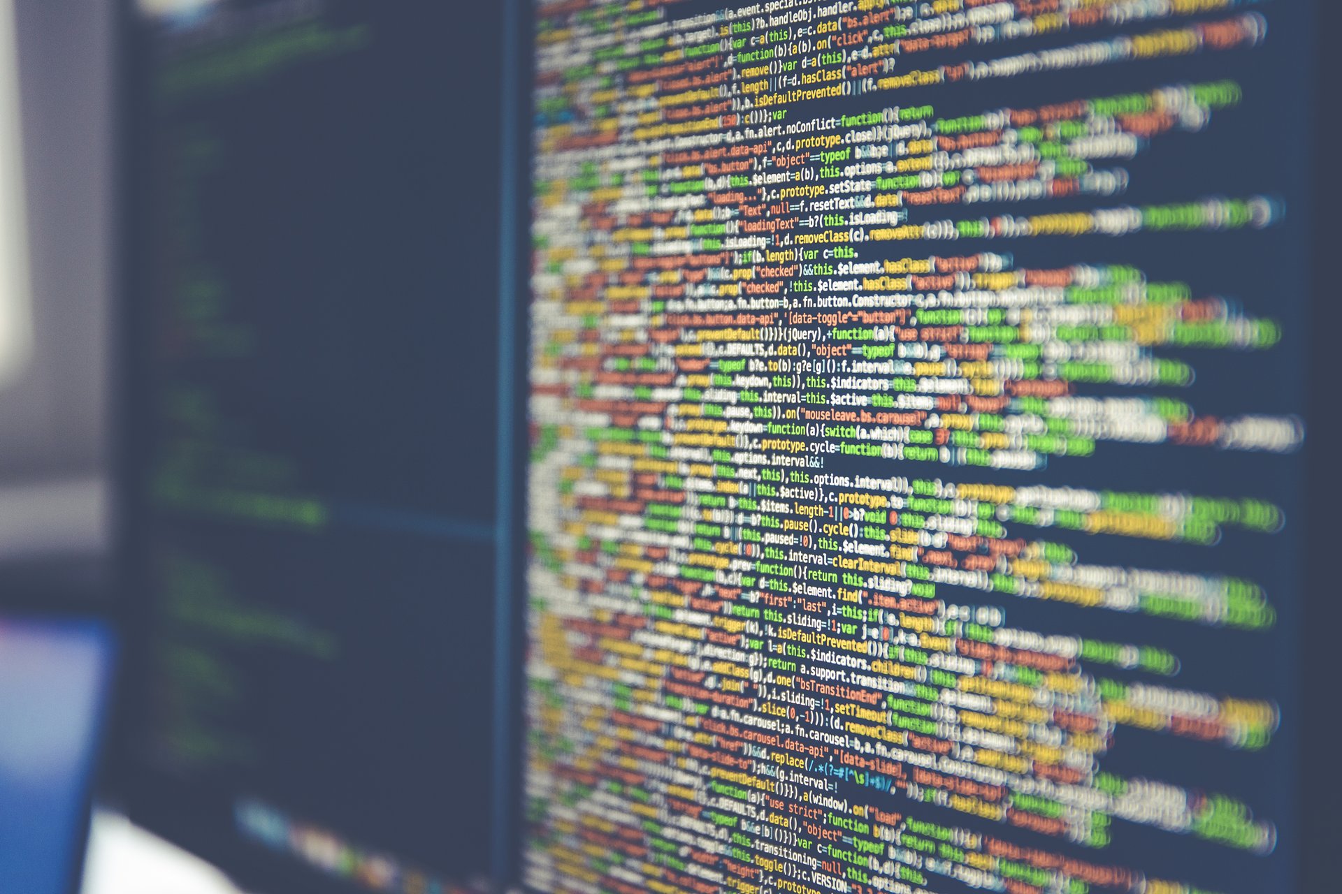 Lines of programming code on a computer monitor