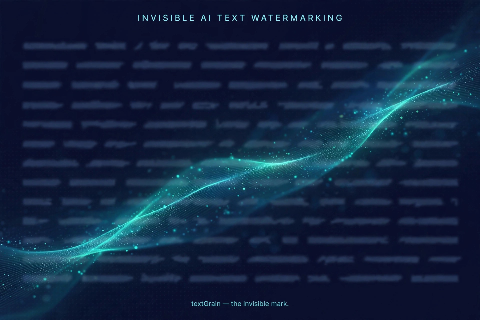Abstract graphic of blurred text lines with a glowing hidden wave signal running through them