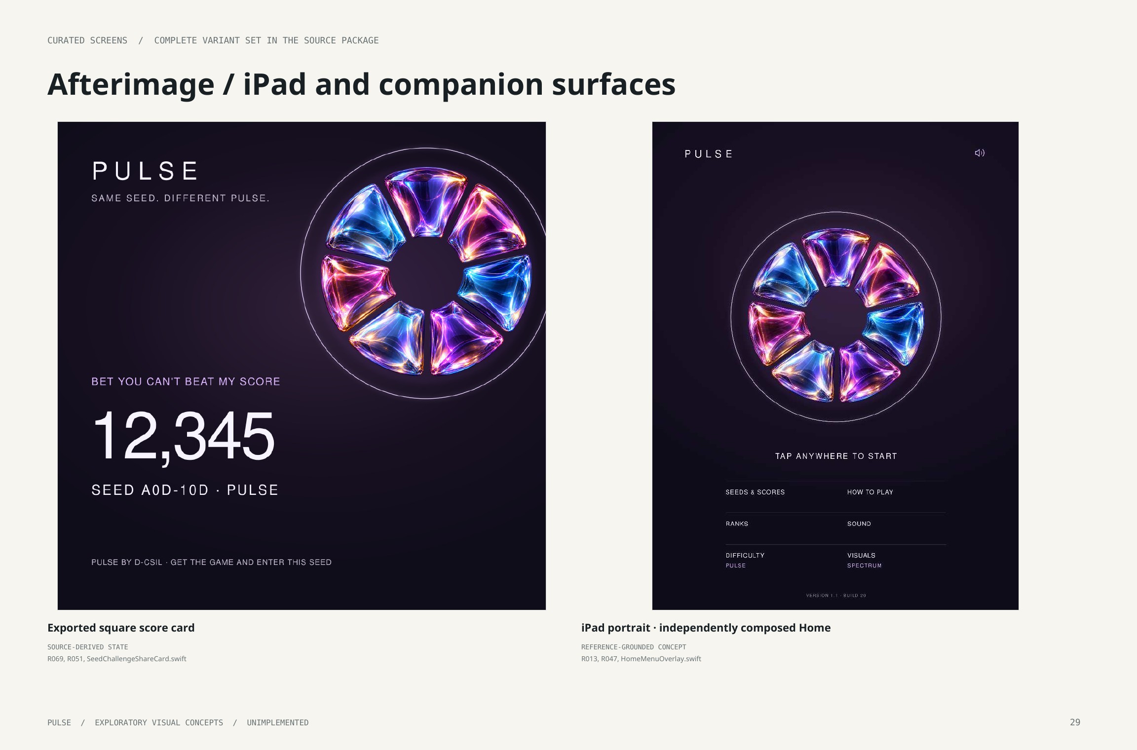 Original artbook page 29: Afterimage / iPad and companion surfaces. Full page text follows.