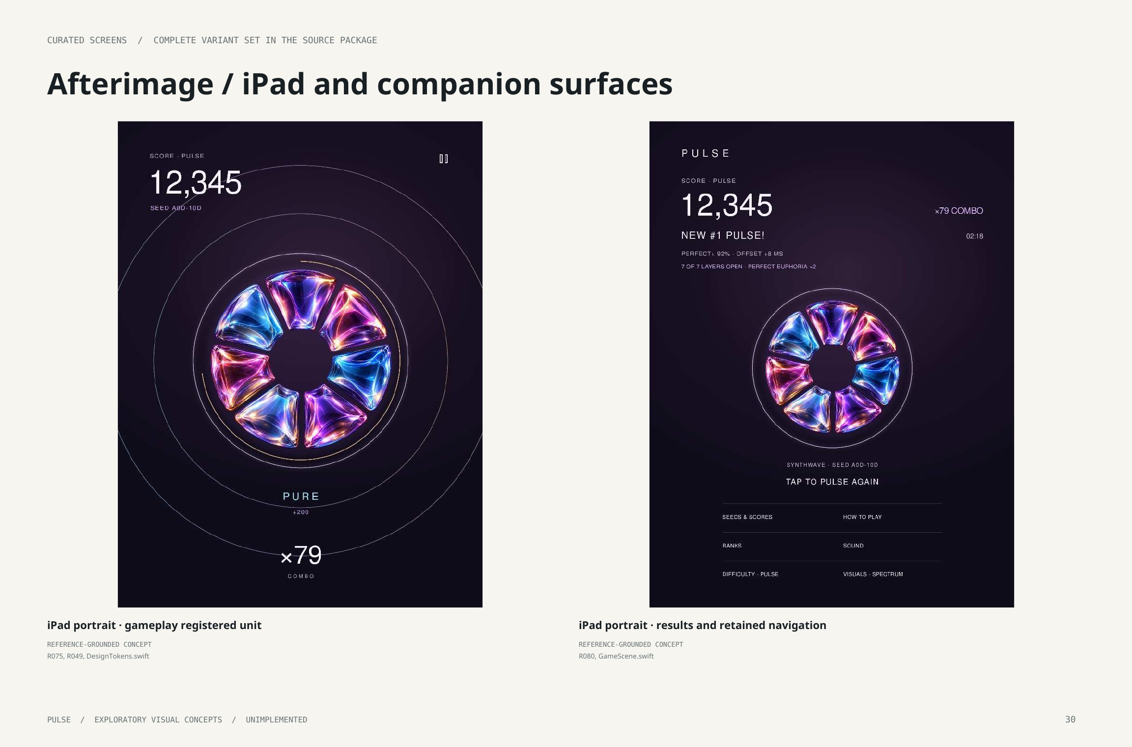 Original artbook page 30: Afterimage / iPad and companion surfaces. Full page text follows.