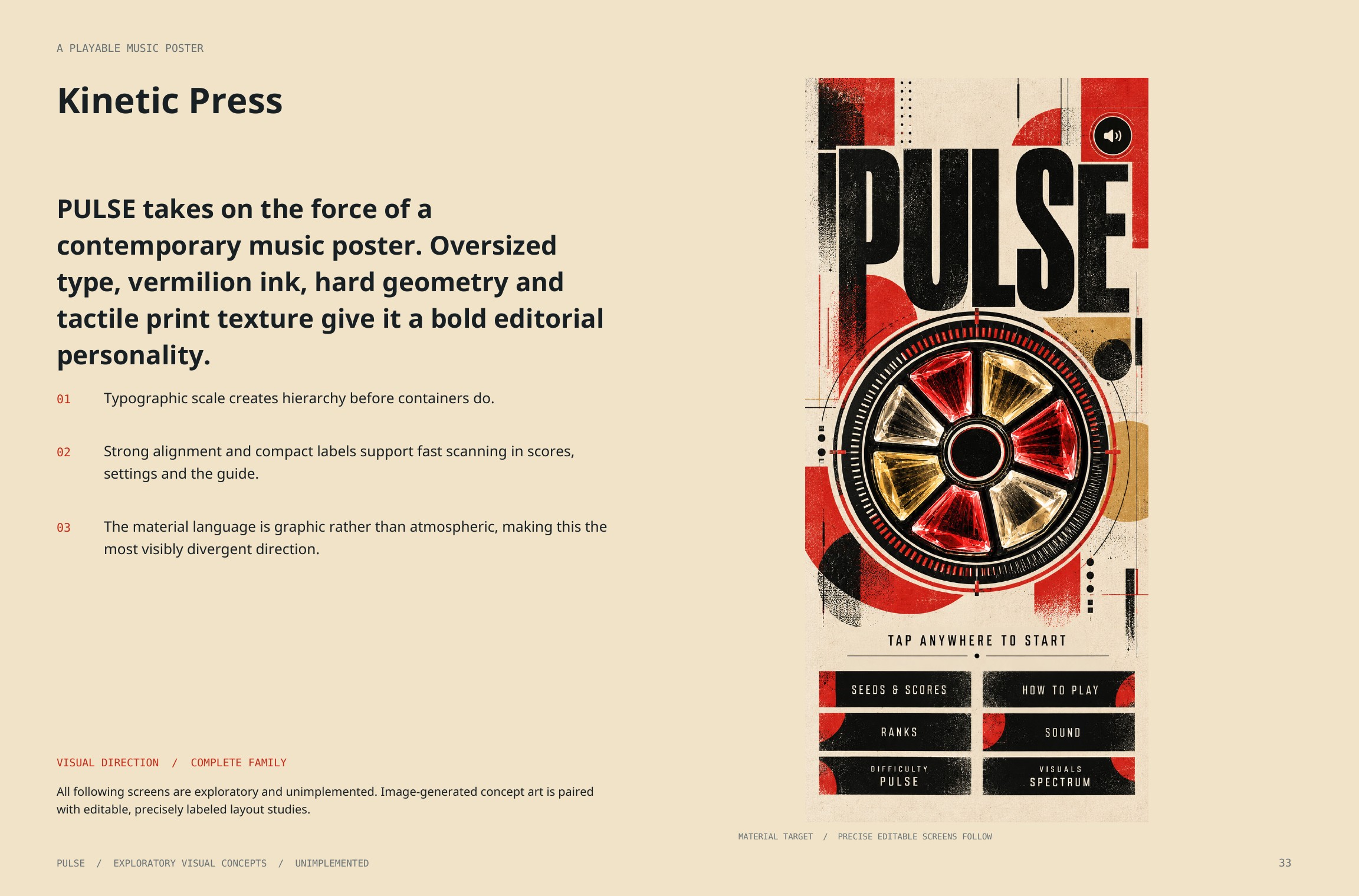 Original artbook page 33: Kinetic Press. Full page text follows.